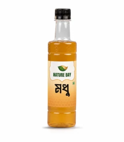 Nature Bay Pure Litchi Flower Honey in a glass jar with a golden texture.