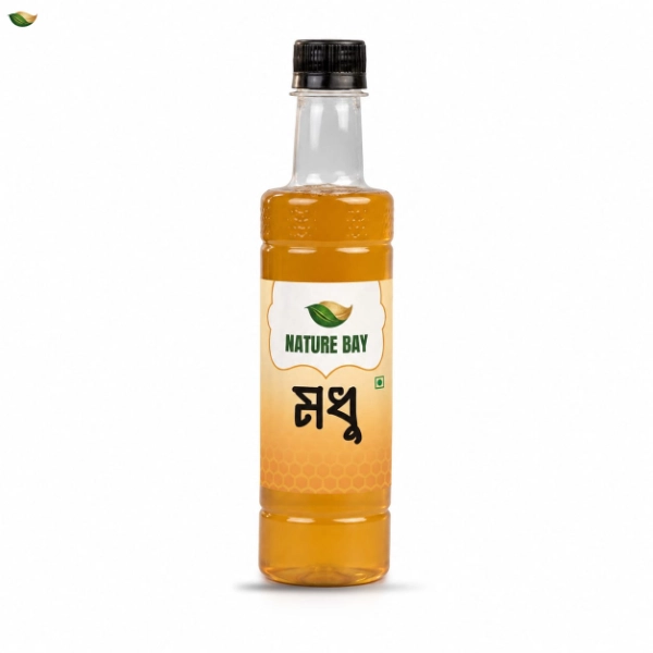 nature_bay_Lichu_flower_honey Nature Bay Pure Litchi Flower Honey in a glass jar with a golden texture.